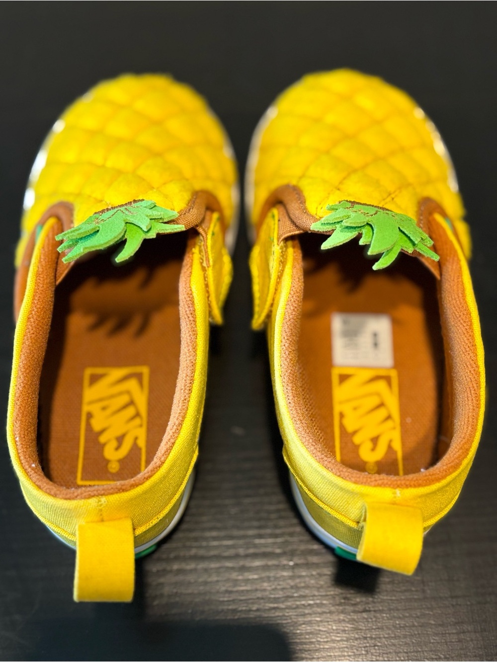 Vans Toddler Size 9 Pineapple Slip-On Sneakers Yellow Quilted Canvas Shoes - Picture 4 of 7